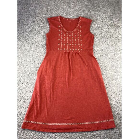 Garnet Hill Dresses & Skirts - Garnet Hill Dress Womens XS Orange Sleeveless Embroidered Organic Cotton